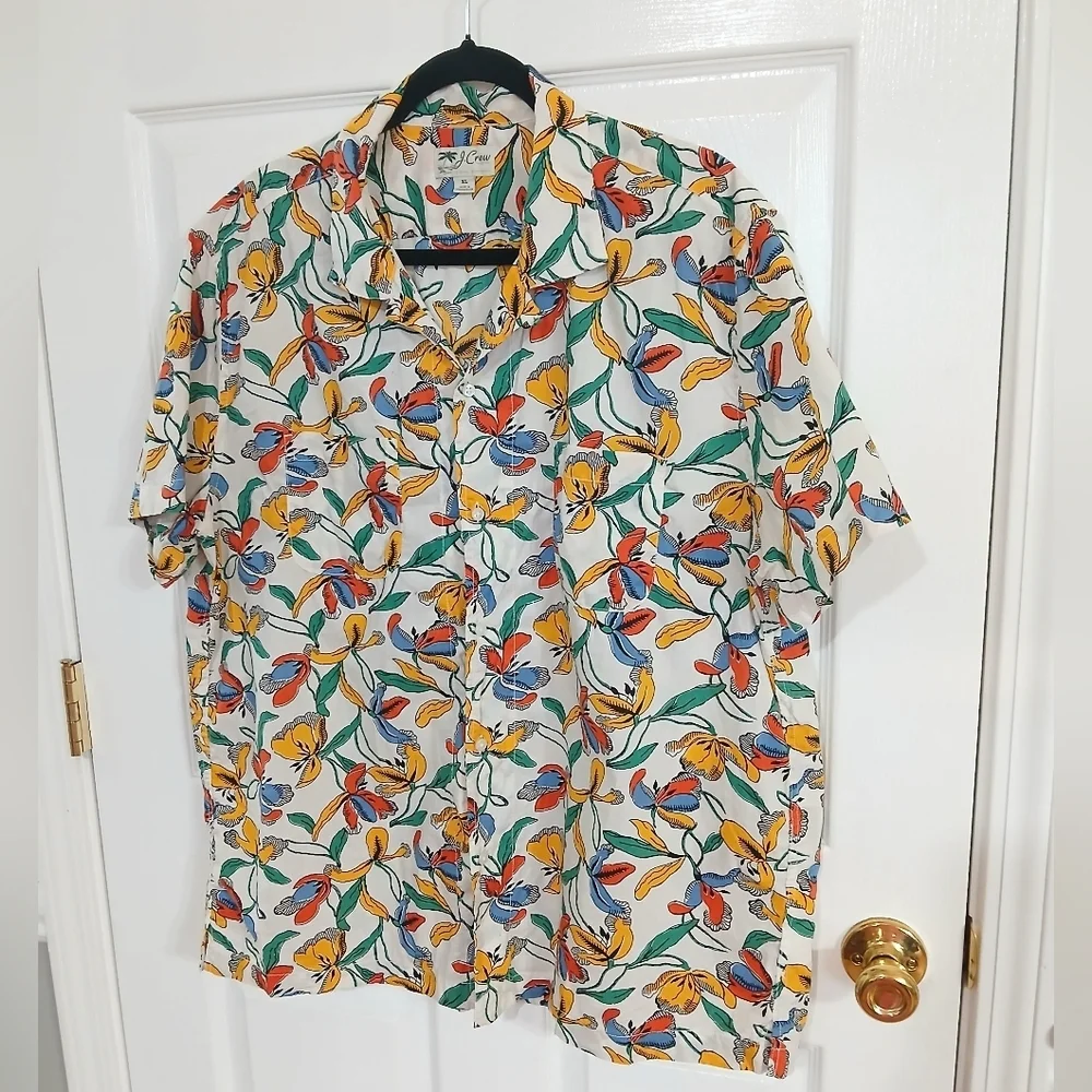 J. Crew Men's Aloha Shirt Tropical Resortwear Vacation Cruise Beach Size XL
